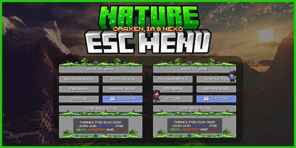 Nature ESC Menu | Oraxen, IA & Nexo