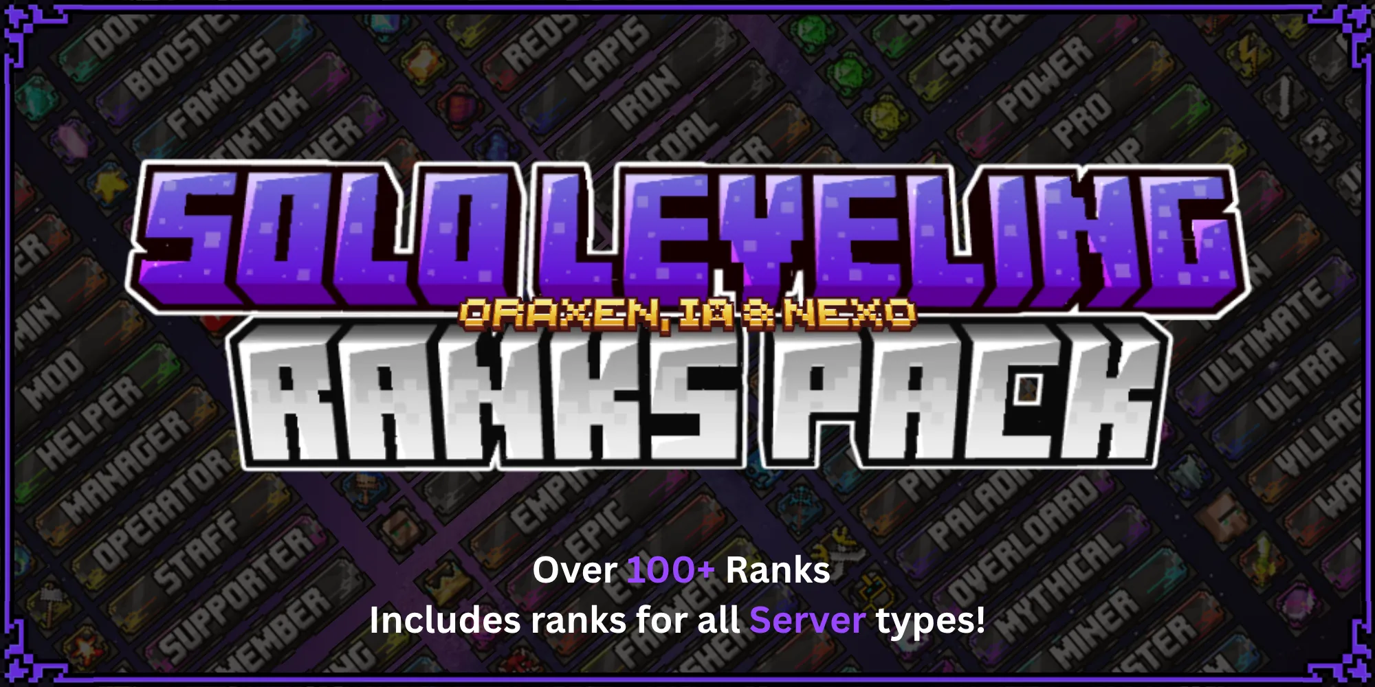 Solo Leveling Rank Pack | Total +100 | Oraxen, IA & Nexo