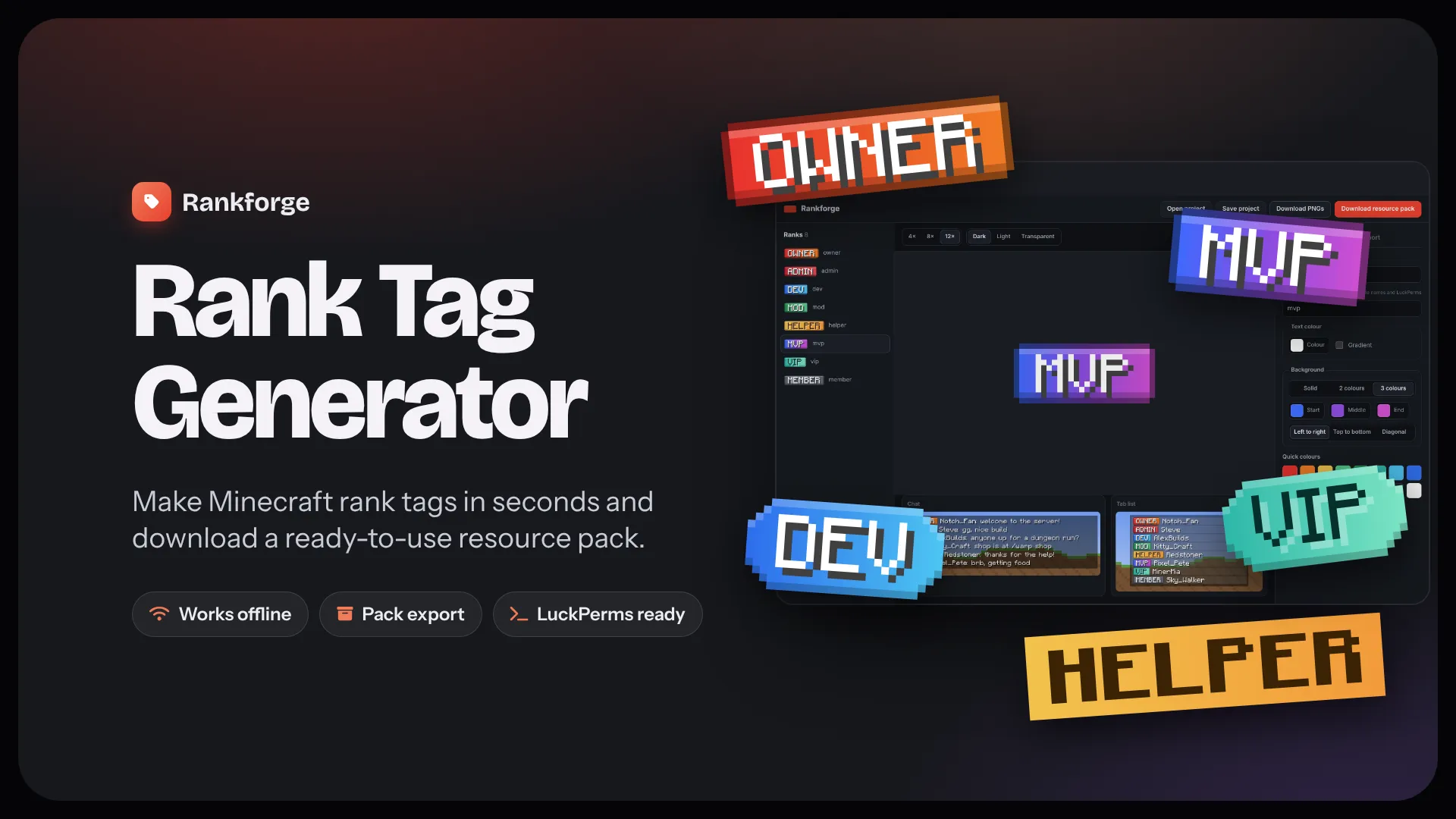 Rankforge | Minecraft Rank Tags Generator