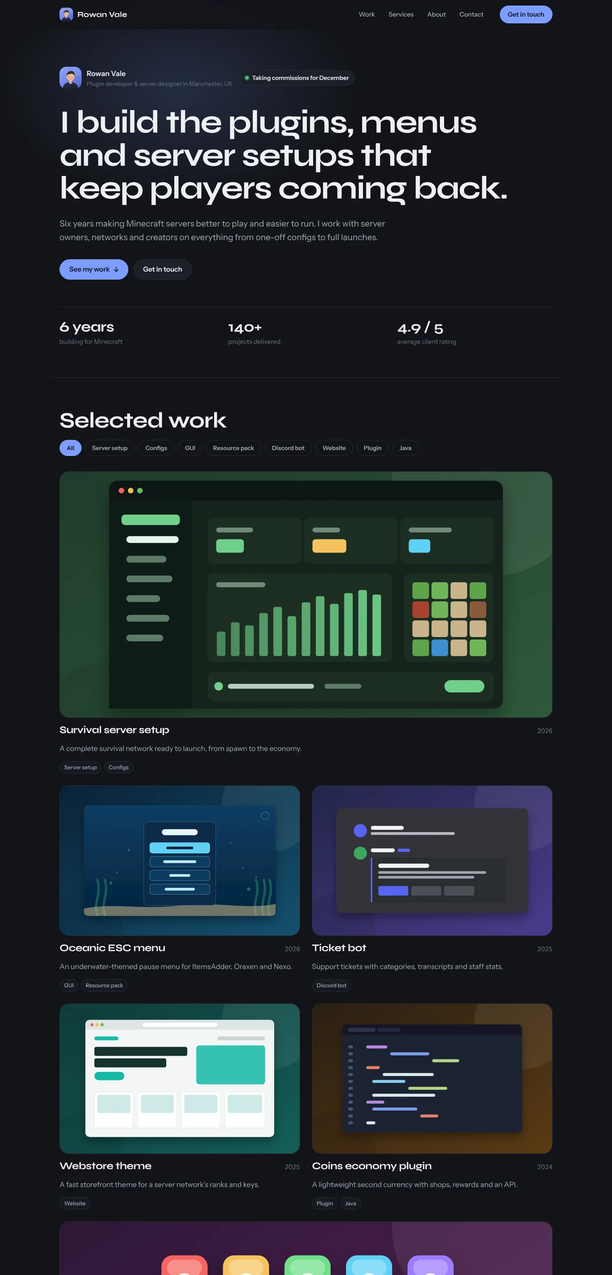 Folio full page, dark theme