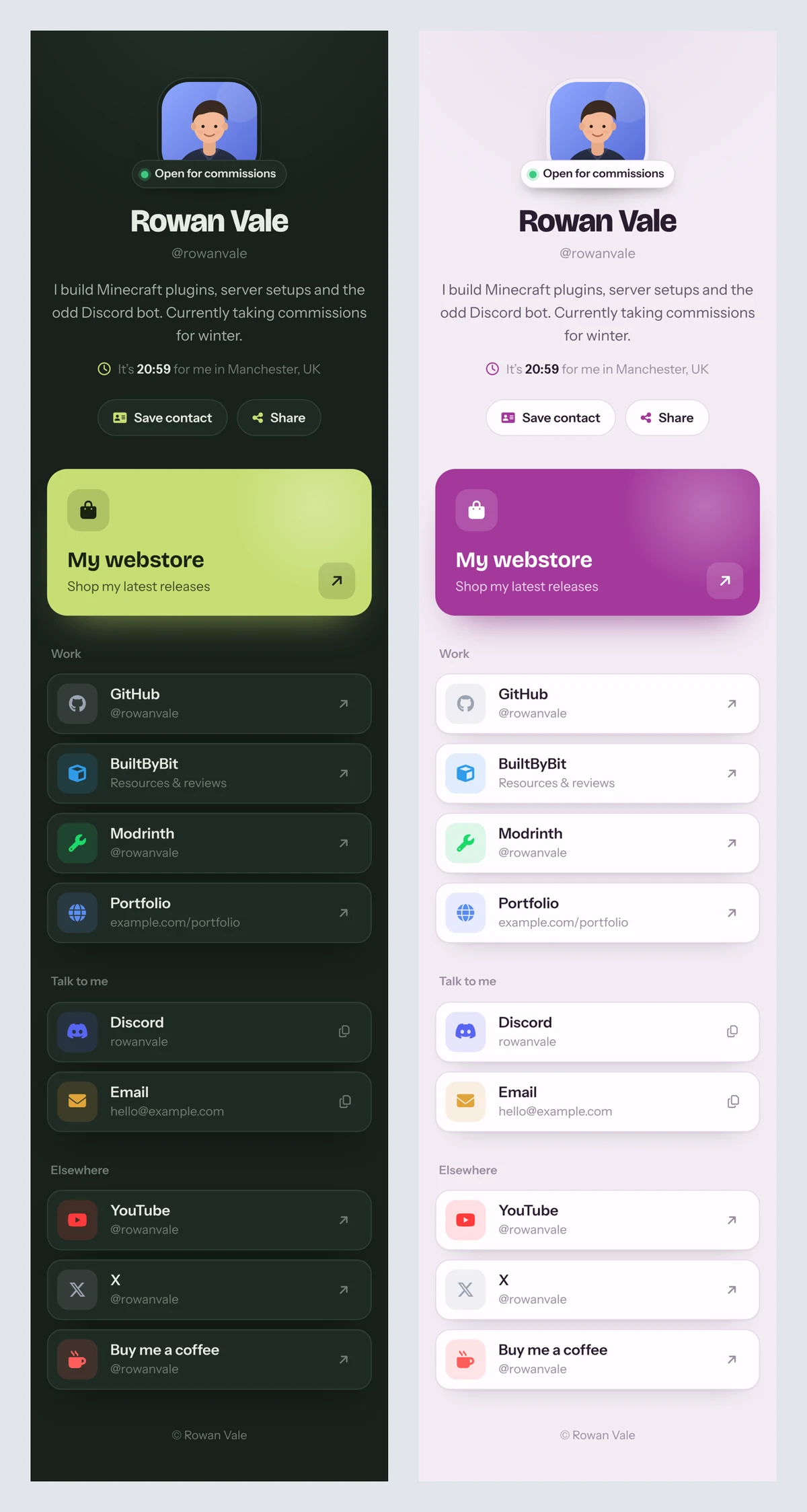 Full Linkcard pages on mobile
